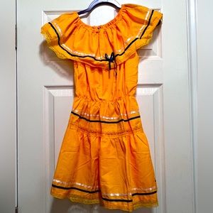 Traditional Mexican Yellow Dress Fiesta Party 8 10 12 Folk Style new without tag